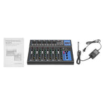 7/8-Channel Professioneller Mixer, Soundboard Konsole with Bluetooth USB PC Recording Input XLR Microphone Jack