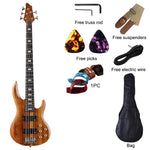 5 Strings Right hand with frets Matte Electric Bass Guitar 43inch Hickory Wood Top solid okoume wood body bass guitar