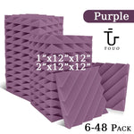 TOUO Acoustic Foam 6-48 Pcs Offices Acoustic Treatment Diamond Groove Foams Panels High-Density Sound Absorbing Material