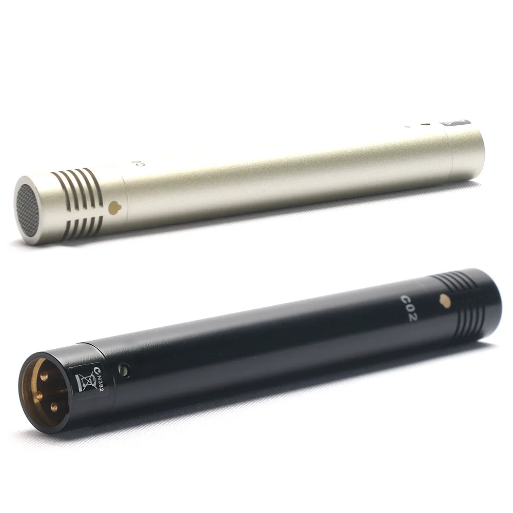 C02 One Pair Pencil Condenser Microphone Small-Diaphragm Suspension with Clip Piano Recording Mic Instrument Record Pencil Type