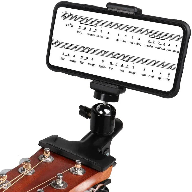 Electric Guitar Phone Holder Video Teaching Video Phone Support Holder Suitable for Phones with a Width of 2.16 to 2.95 inches