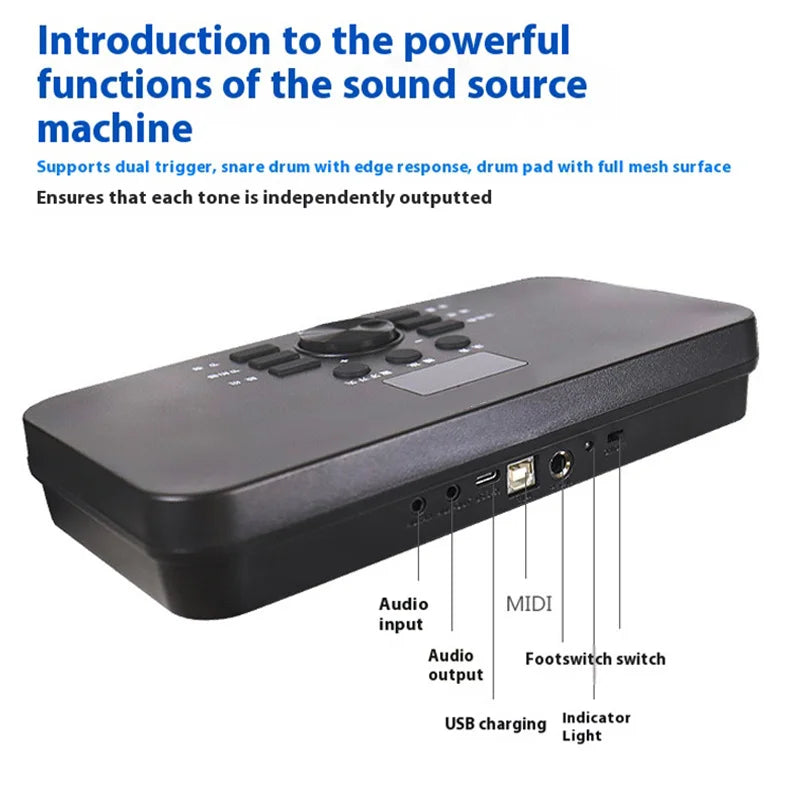 Professional Mesh Electronic Drum Set Mute BT Multifunctional Portable Drum Kit For Home Practice Performance Teaching Battery