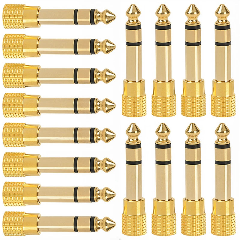 4pcs 6.35mm Male To 3.5mm Female Jack Speaker Connector Audio Adapter 3.5 Jack Aux Converters for Speaker Guitar Jack 6.35 Gold