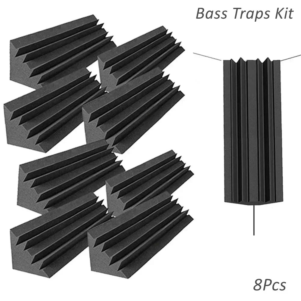8Pcs 12x12x48cm Acoustic Reverberation Board Long Bass Trap Wall Corner Sound Treatment Sponge Studio Acoustic Foam High Density