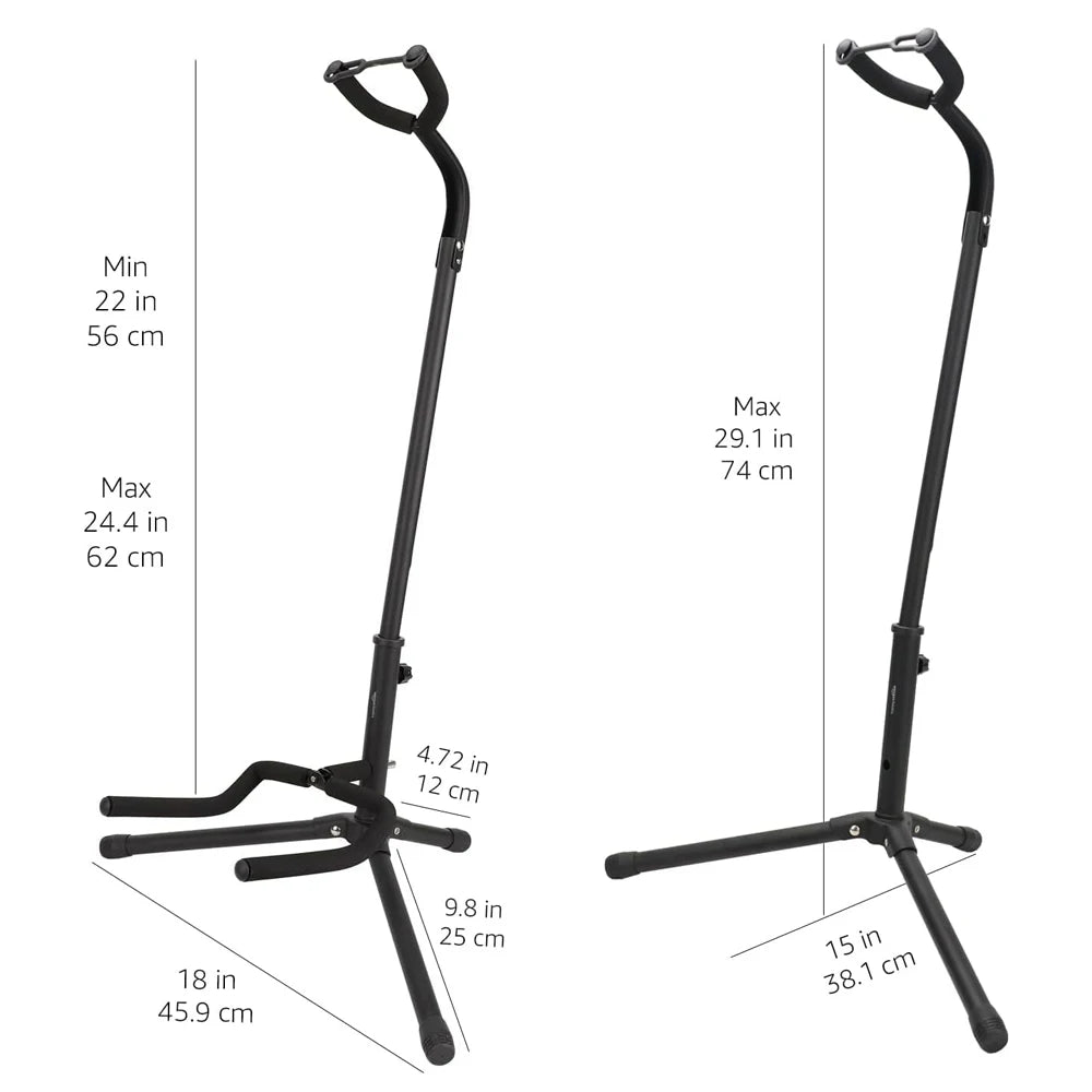 Portable Universal Guitar Stand - Collapsible Single Stand with Safety Lock for Travel - Compact Tripod Design