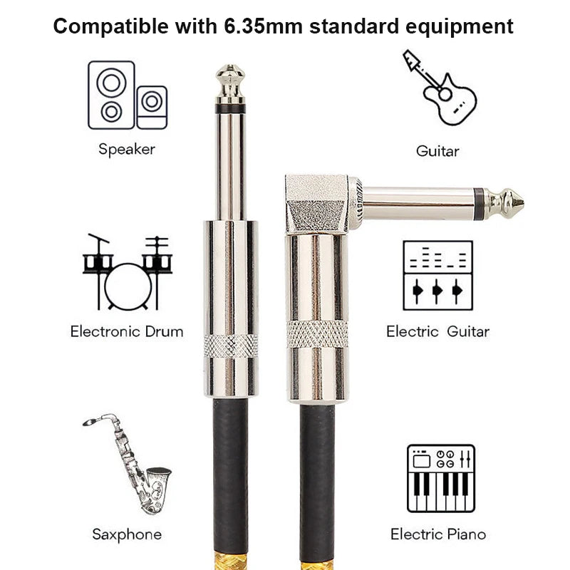 6.35mm Audio Cables TRS 1/4 inch 6.5mm Audio Cable For Electric Guitar Bass Gold Plated Shielded Low Noice Jack Cable ﻿