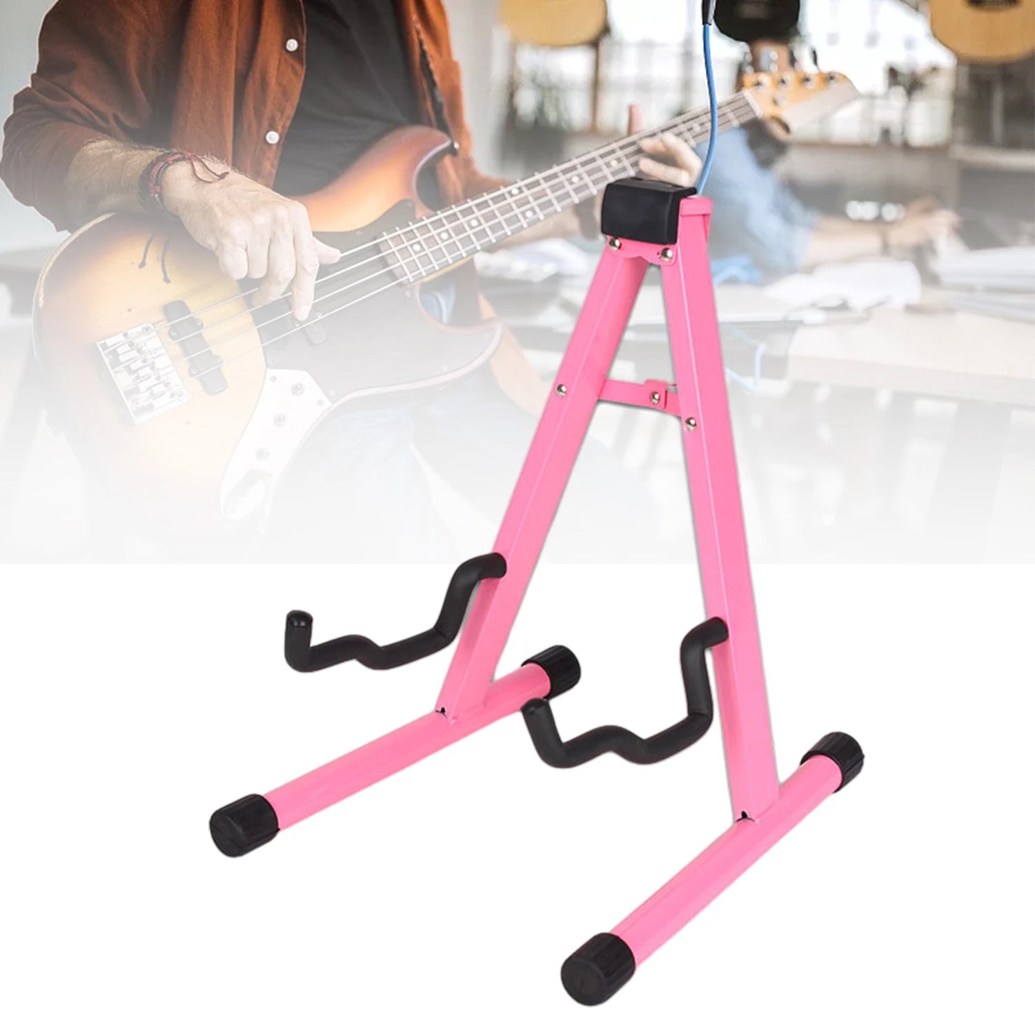 Electric Guitar Stand A Frame Universal Folding Instrument Stand Guitar Holder for Acoustic Electric Bass Guitar